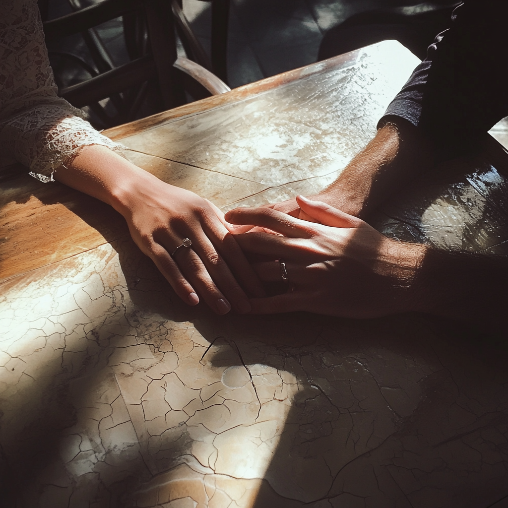 A couple's hands on a table | Source: no source