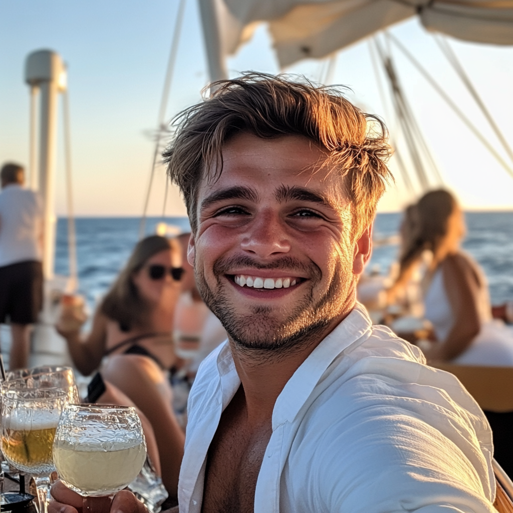 A young man partying on a boat | Source: no source