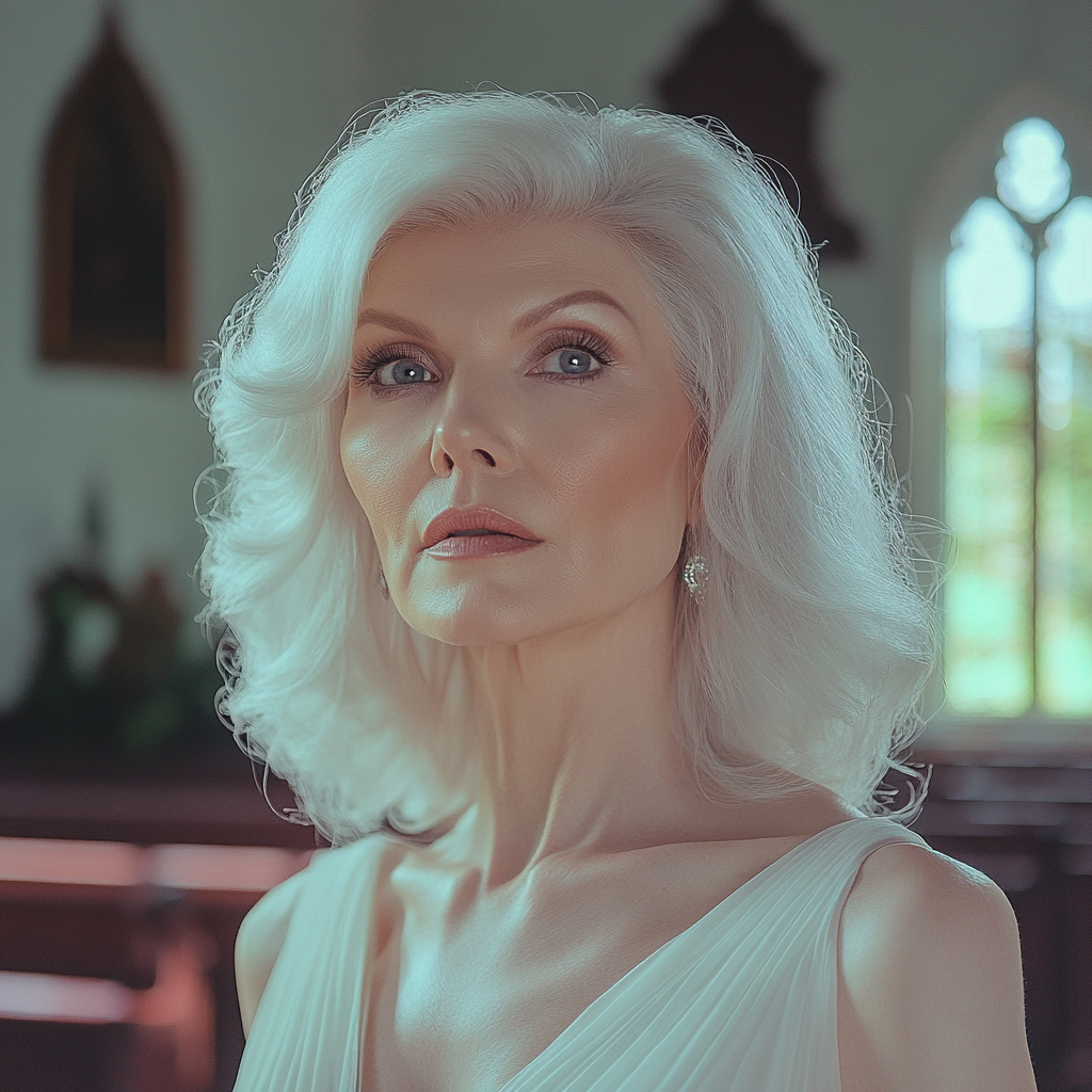 An older woman standing in a church | Source: No source