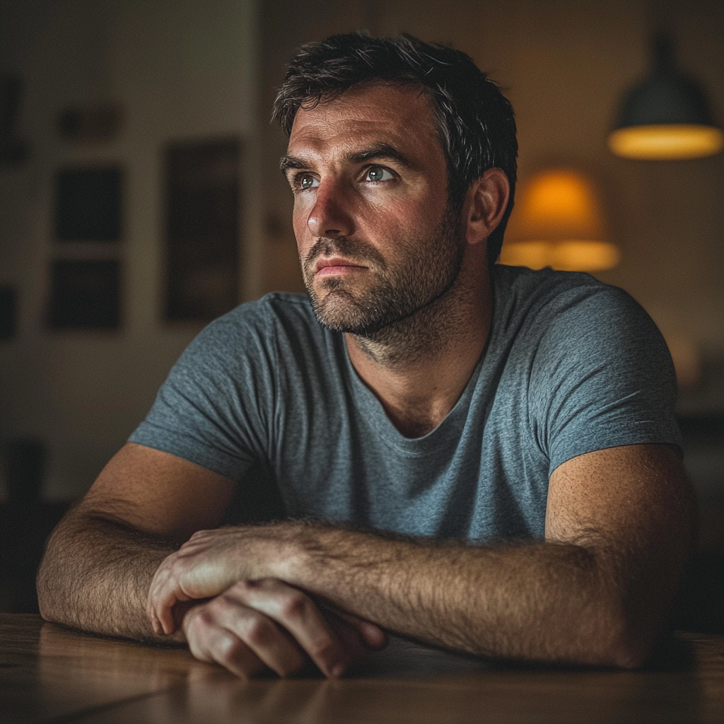 A man sitting at a table with folded arms | Source: No source