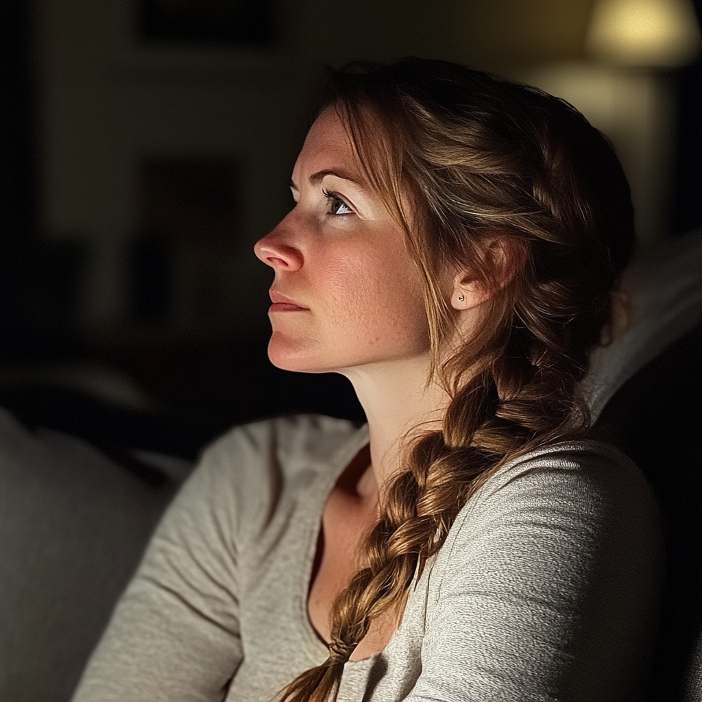 A woman sitting on a couch | Source: no source