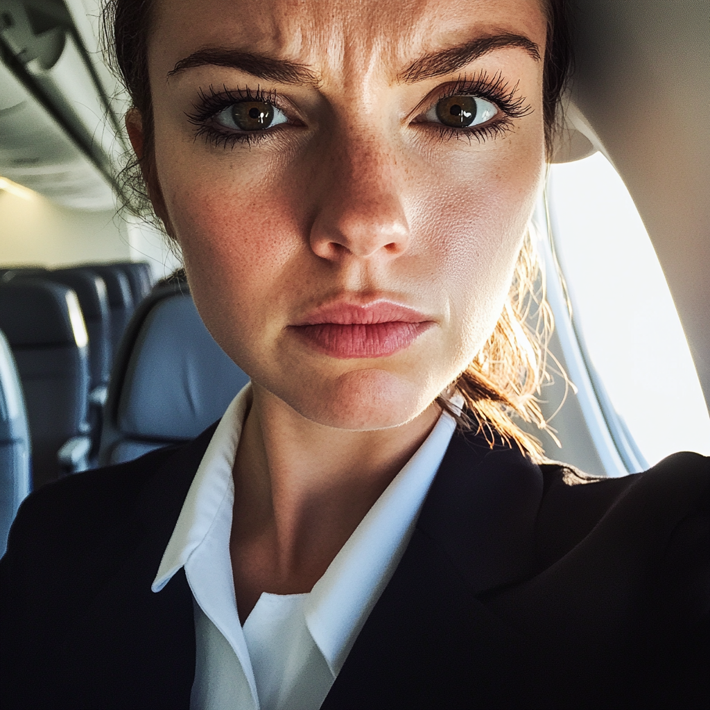 An annoyed flight attendant | Source: No source
