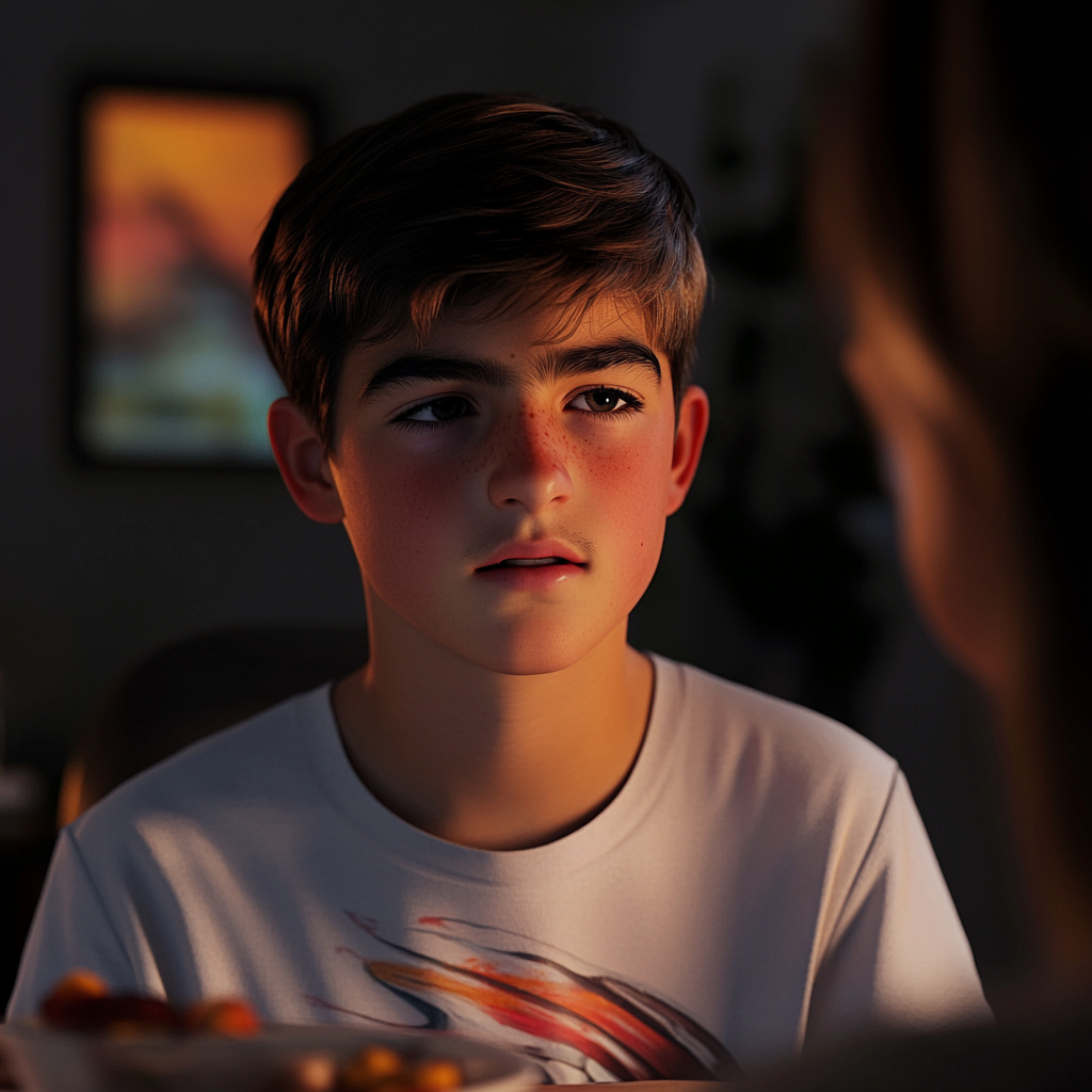 A boy talking to his mother | Source: No source