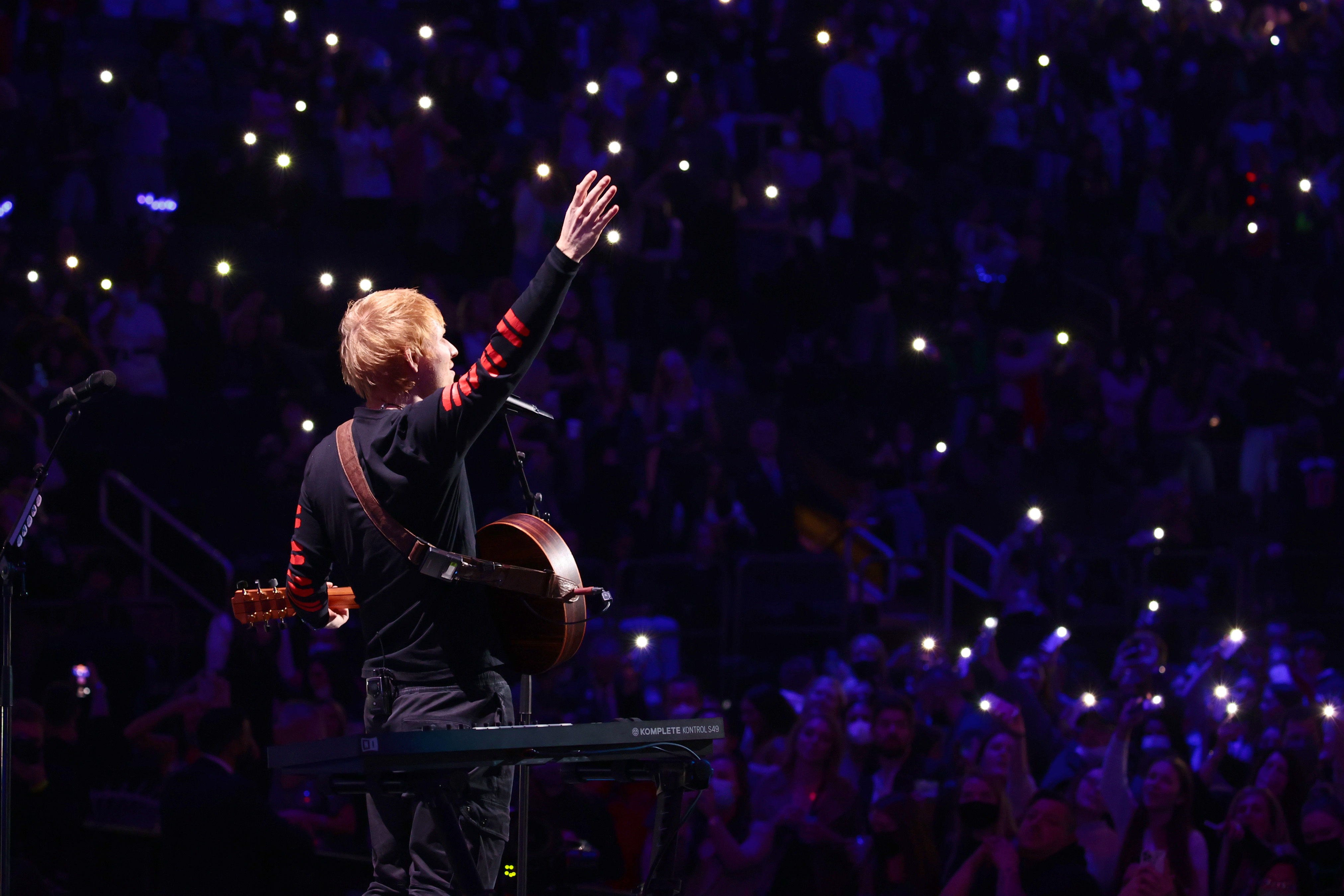 Ed Sheeran performs onstage during iHeartRadio Z100 Jingle Ball 2021 on 10 December 2021 in New York City. | Source: Getty Images
