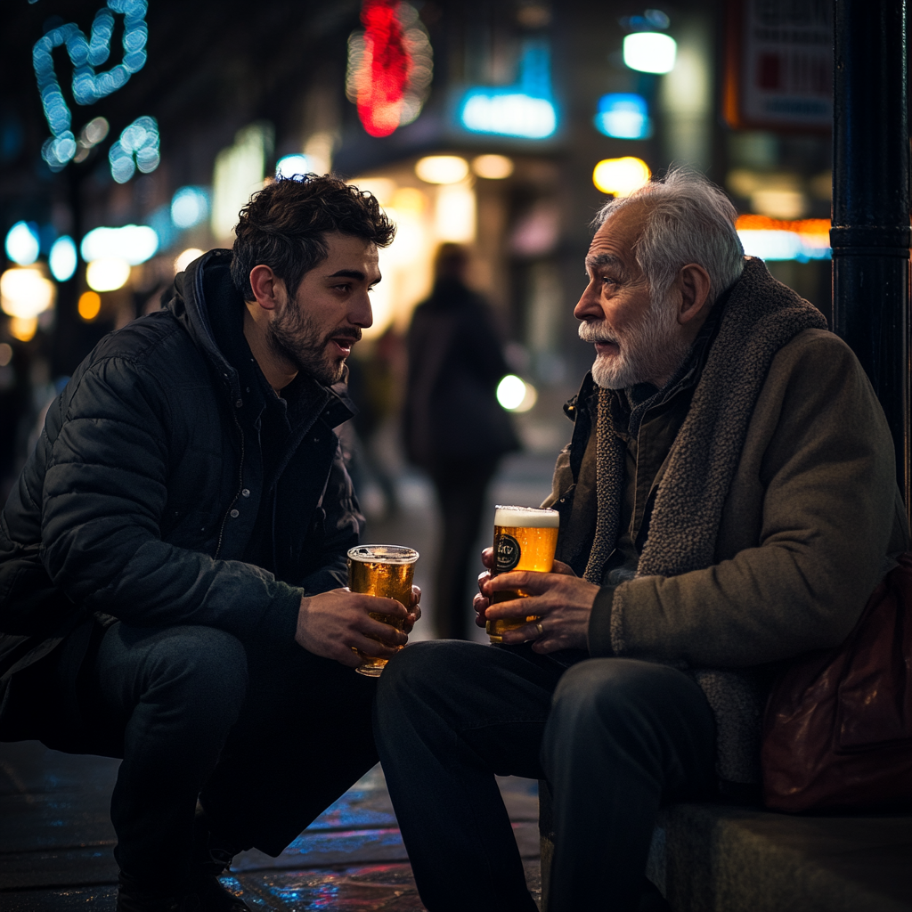 Father and son having a conversation | Source: No source