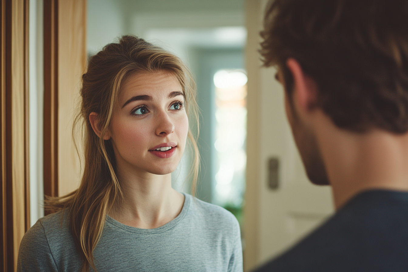 A woman speaking to her husband | Source: no source