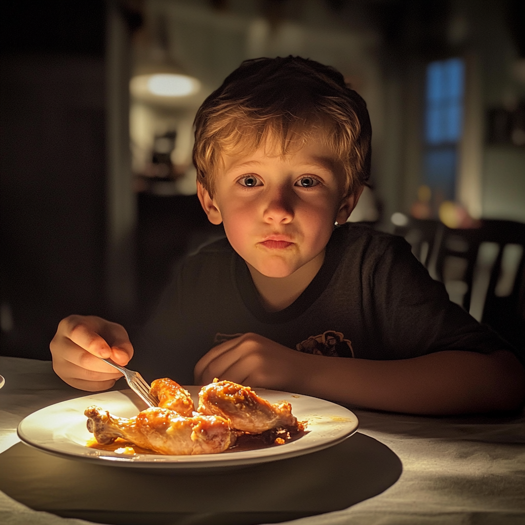 A little boy sitting at a table | Source: no source