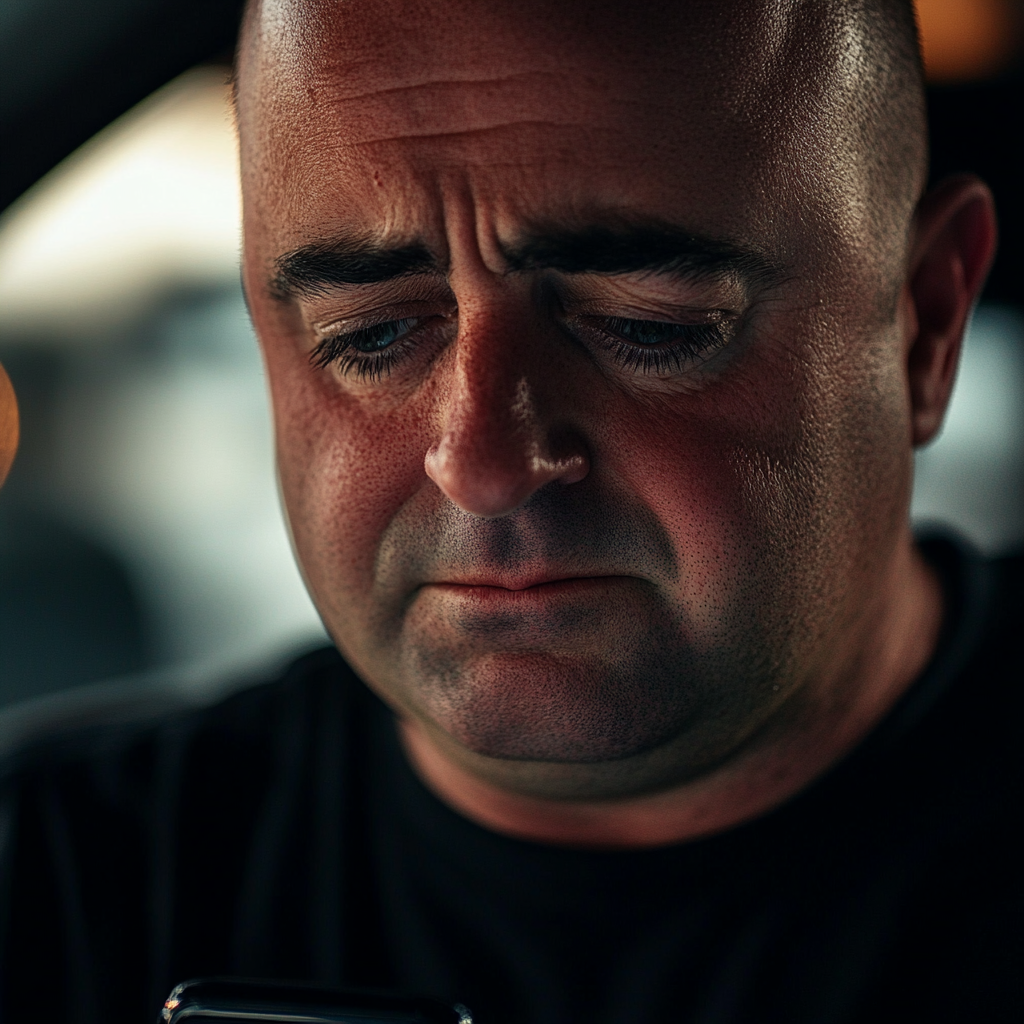A sad man looking at his phone | Source: no source
