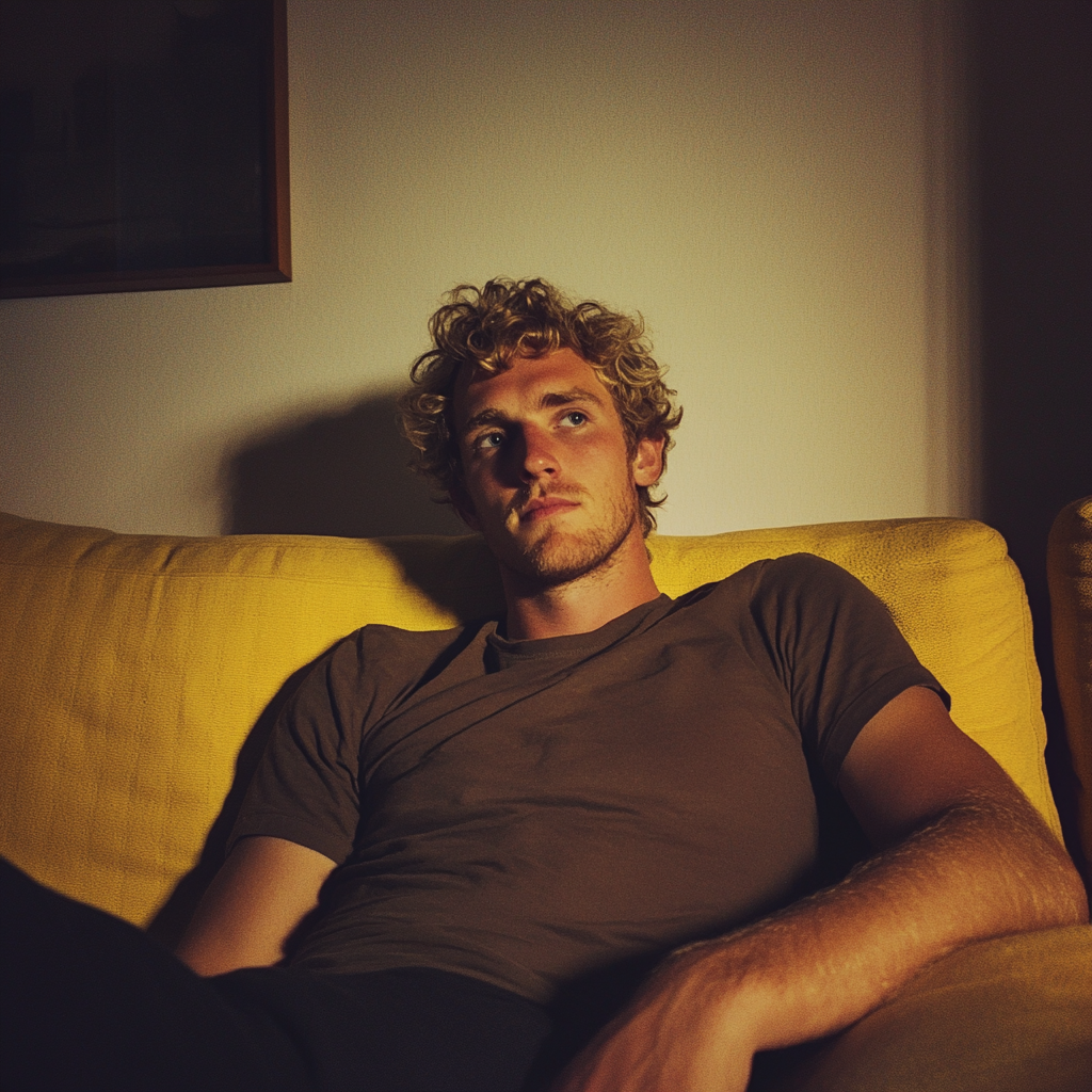 A man sitting nonchalantly on a couch | Source: no source
