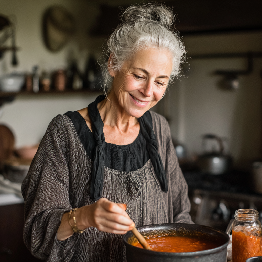 A woman stirring a pot of soup | Source: No source