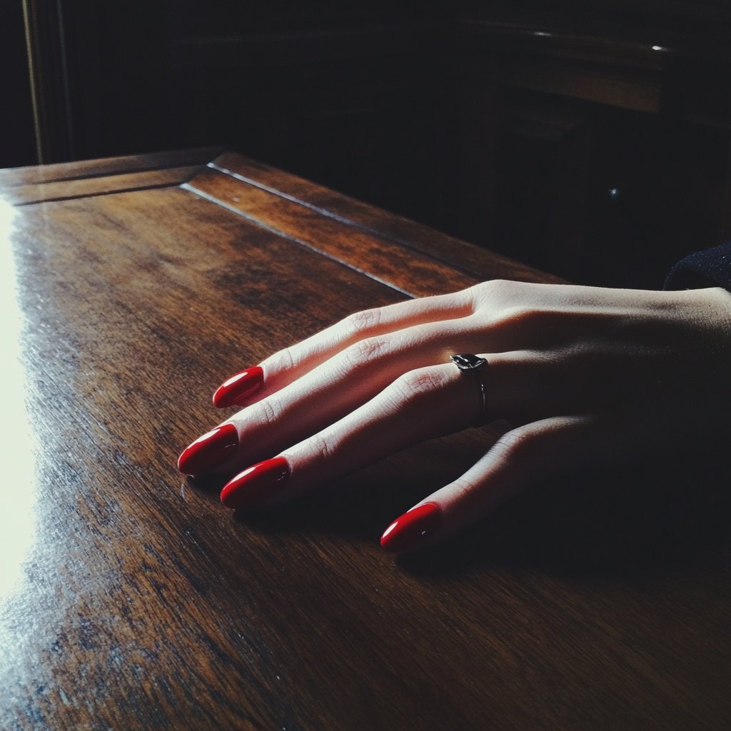A woman's hand on a desk | Source: no source