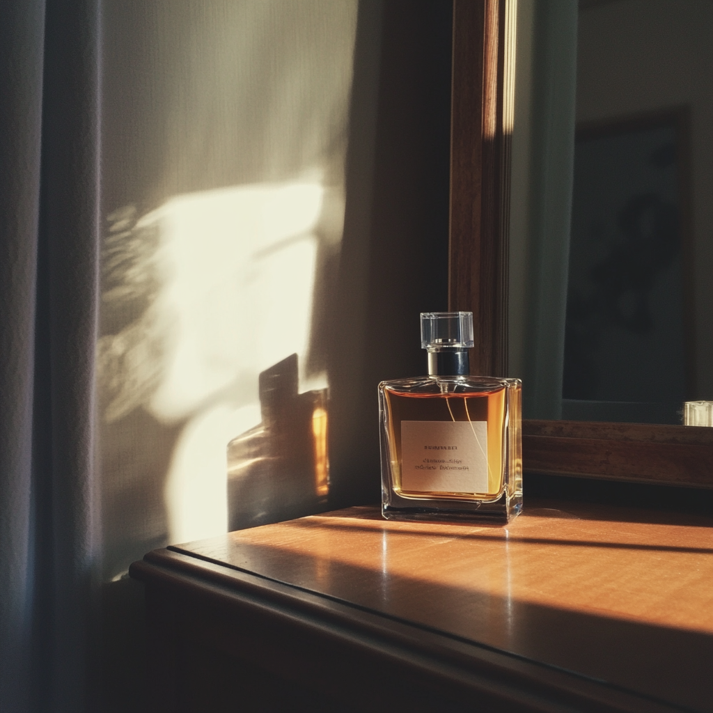 A bottle of cologne on a dresser | Source: No source