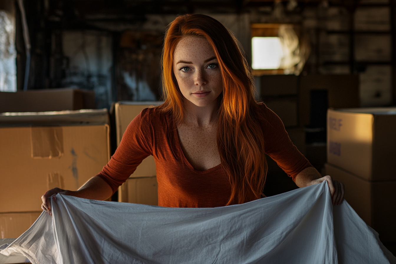 A woman pulling a sheet | Source: no source