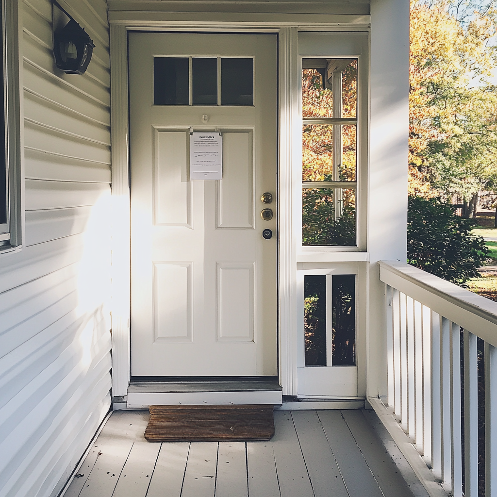 A letter taped to a front door | Source: No source
