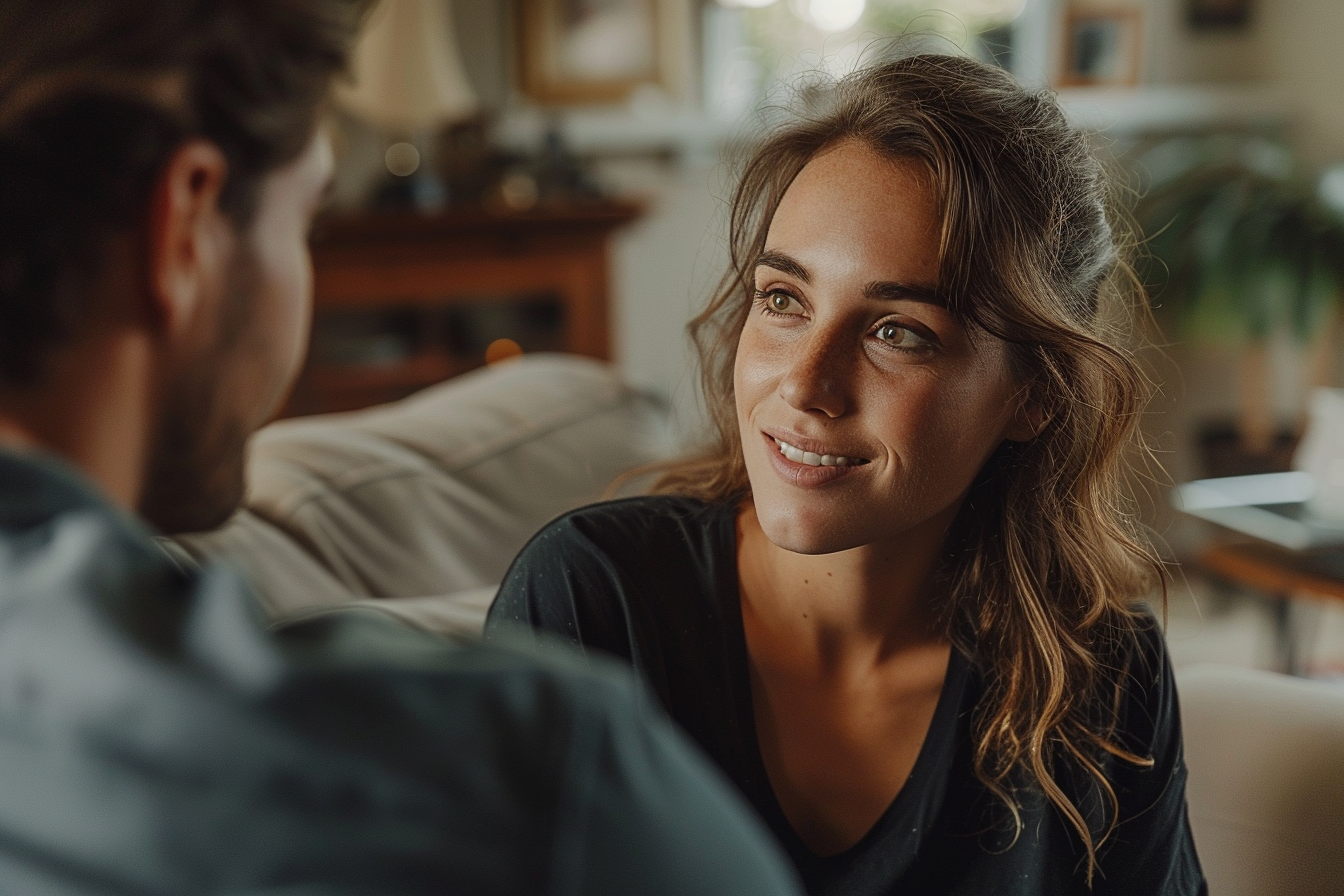 A woman talking to her husband | Source: No source