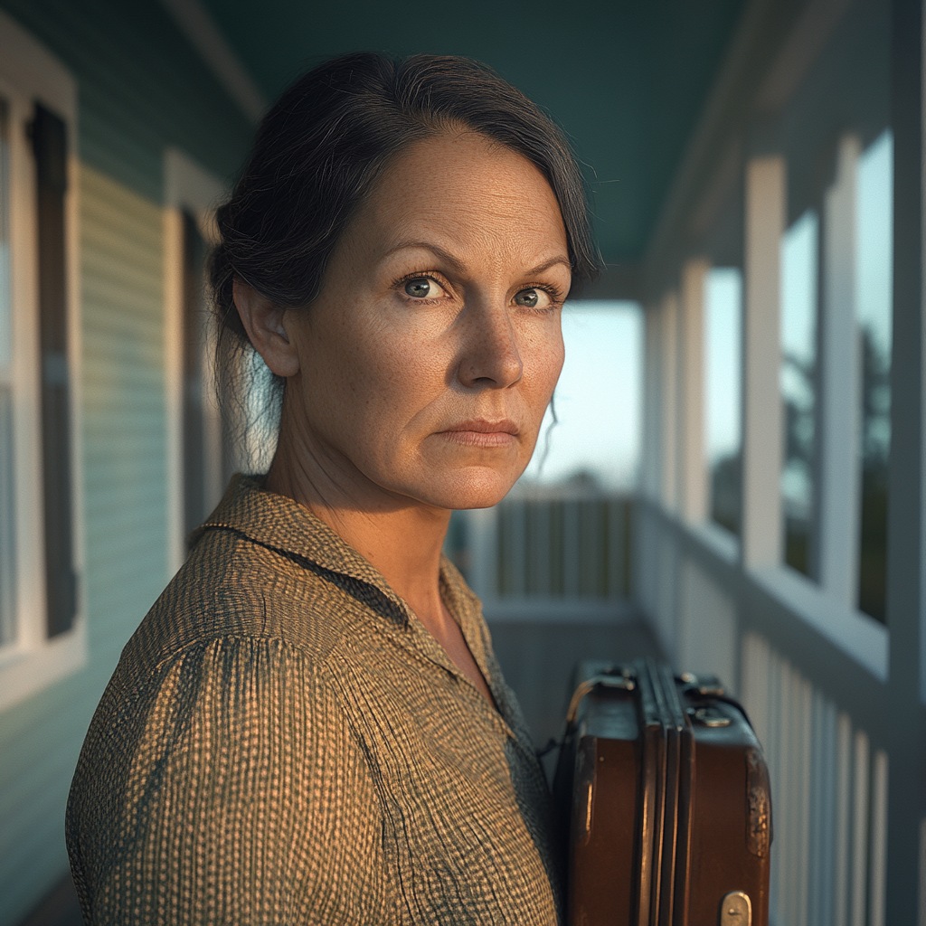 An angry woman with a suitcase | Source: no source
