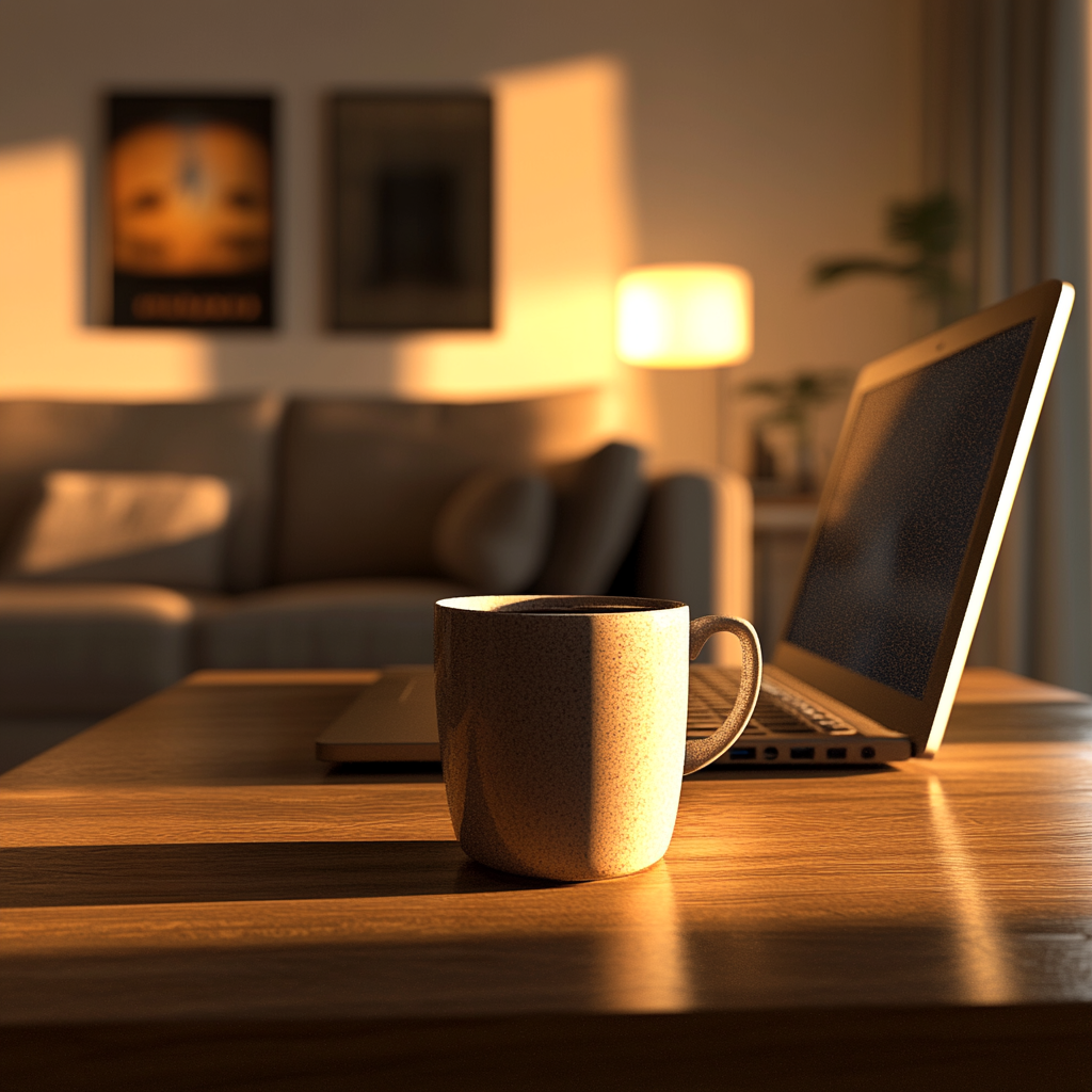 A cup of coffee near a laptop on a table | Source: No source