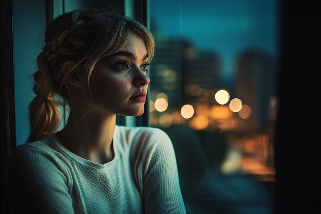 A woman looking out a window | Source: no source