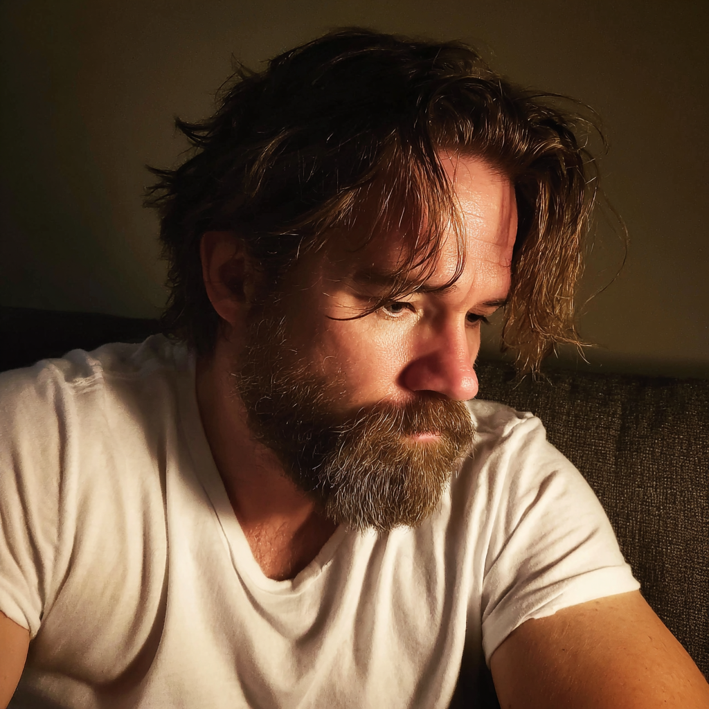 A pensive man sitting on a couch | Source:  no source