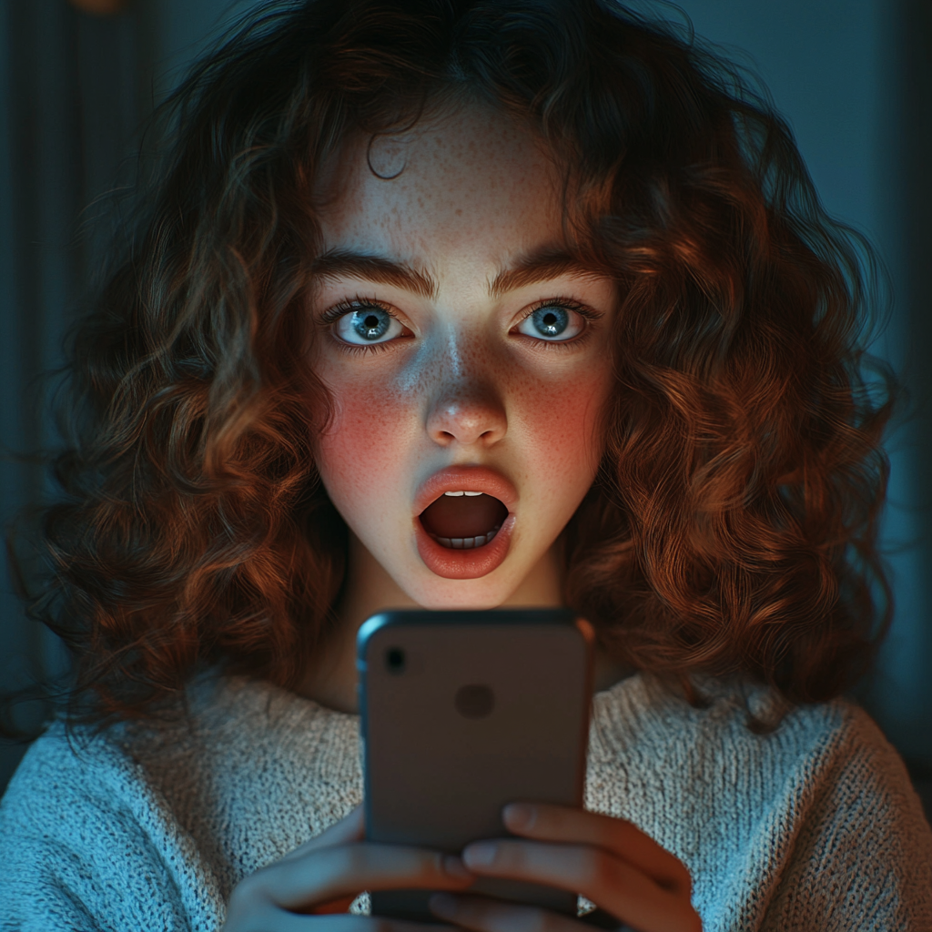 A shocked woman holding a phone | Source: no source