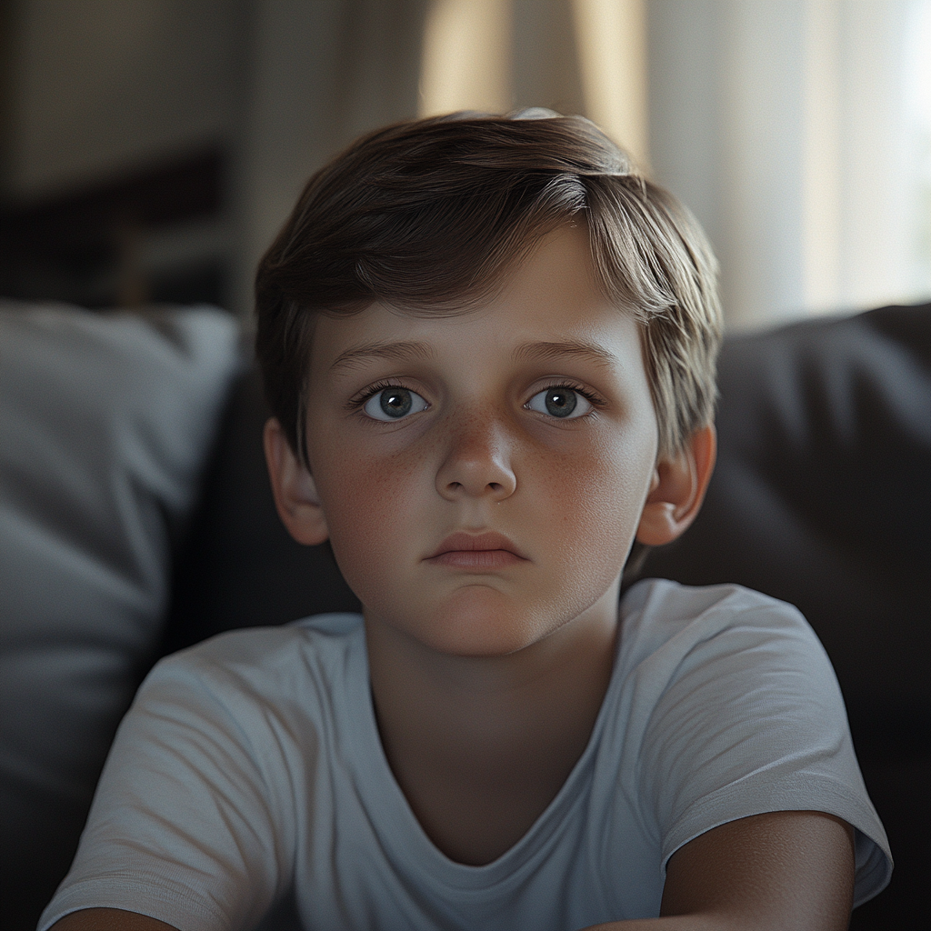 A boy sitting on a couch | Source: no source