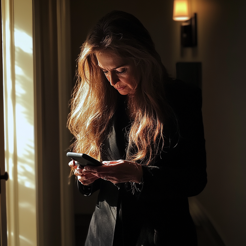 A woman using her phone | Source: no source