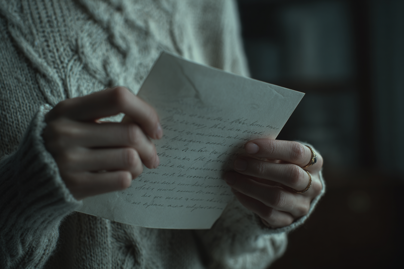 A woman holding a letter | Source: no source