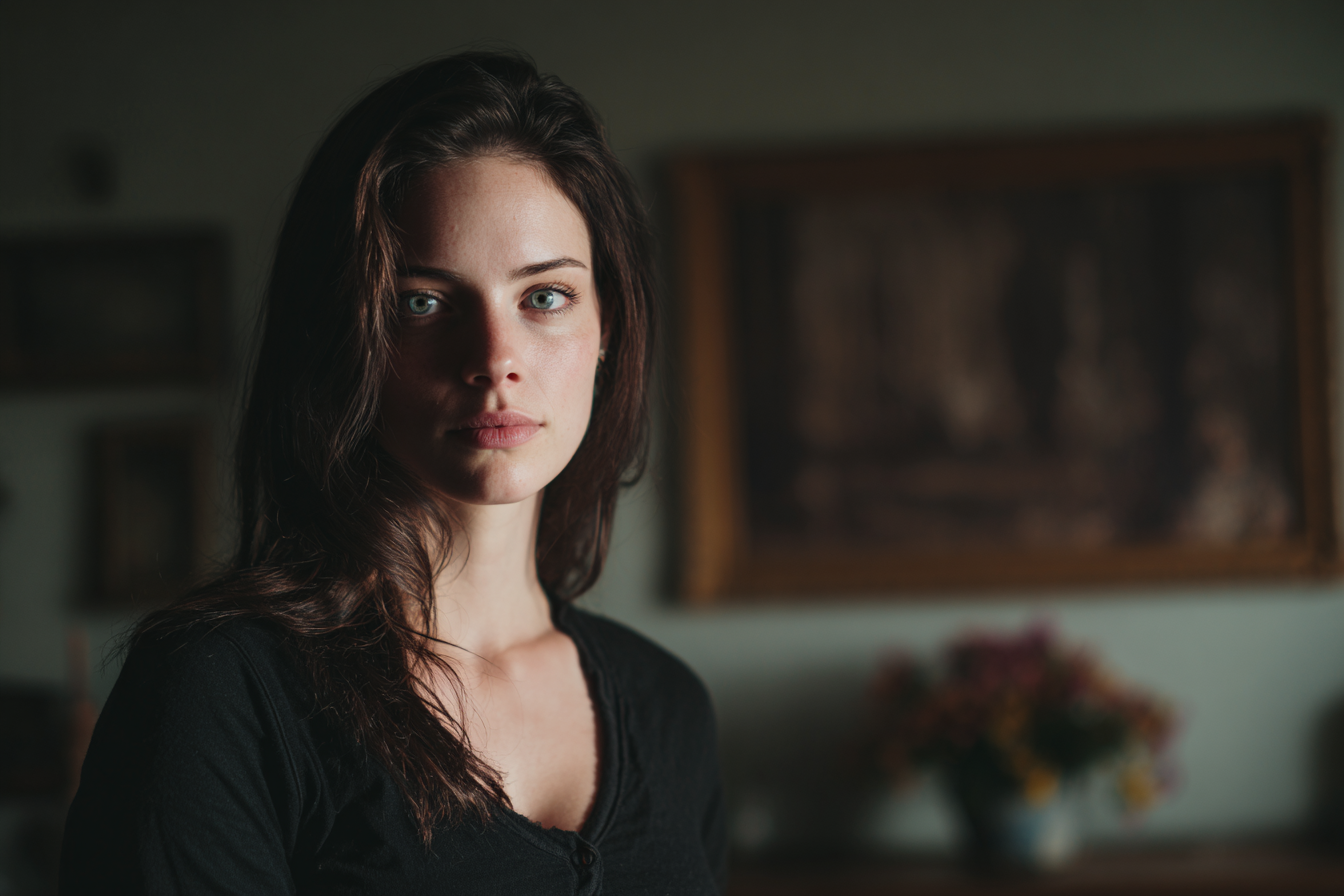 A woman looking straight ahead | Source: No source