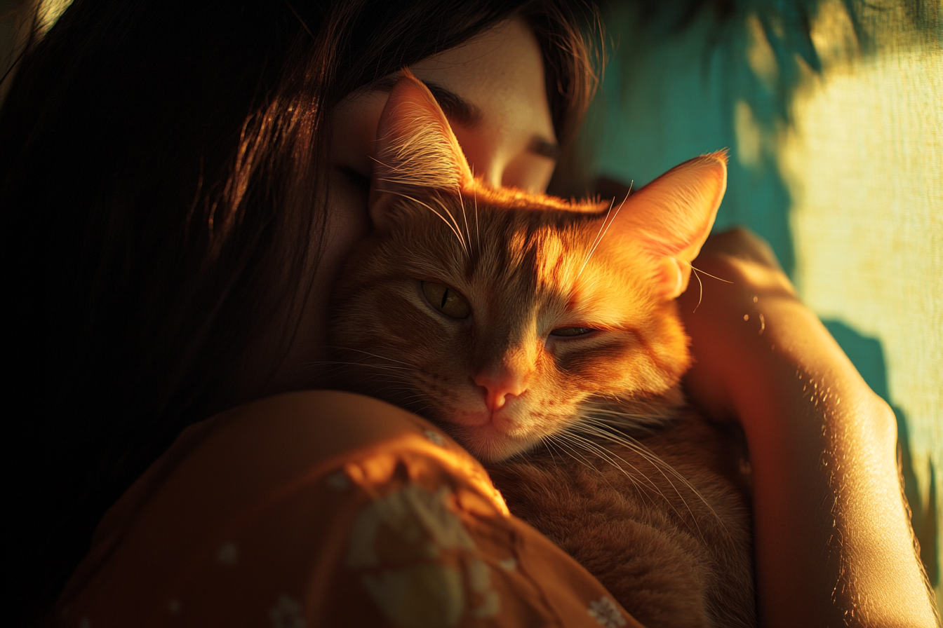 Ginger cat in a woman's arms | Source: No source