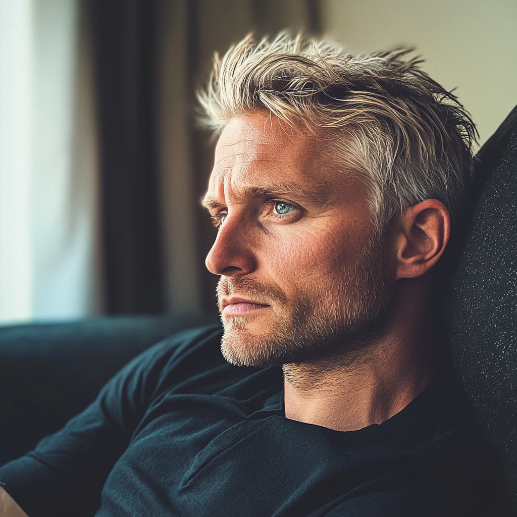 A man sitting on a couch | Source: No source