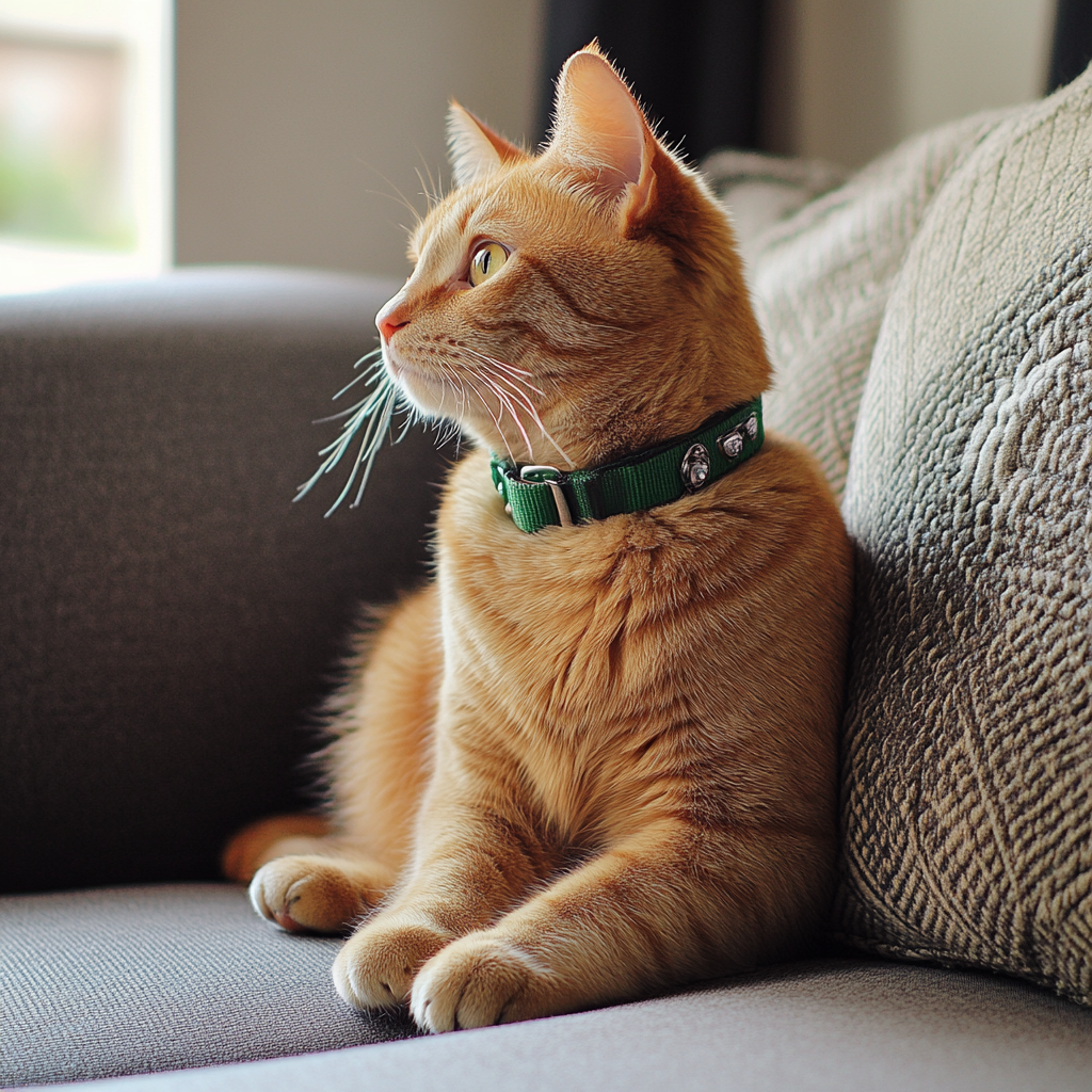 A cat sitting on a couch | Source: No source