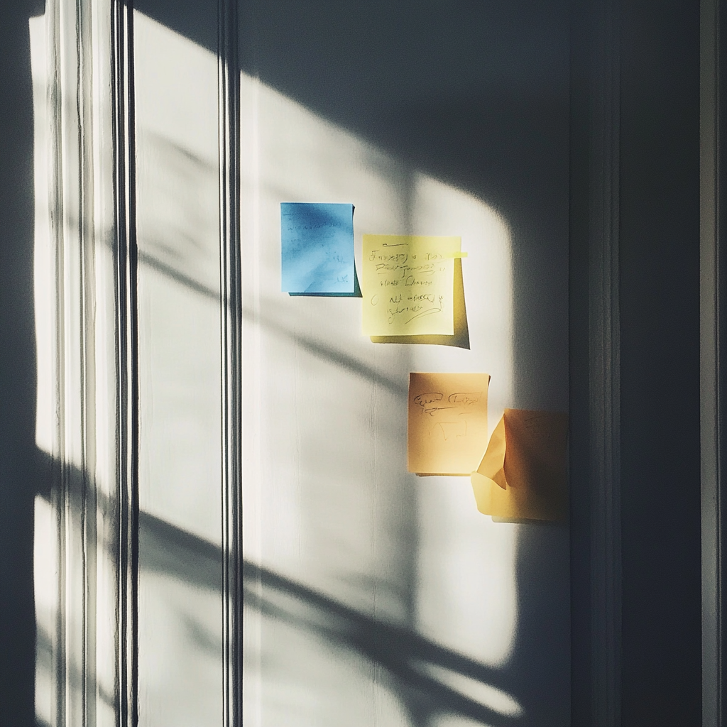 Colored Post-its stuck on a door | Source: no source