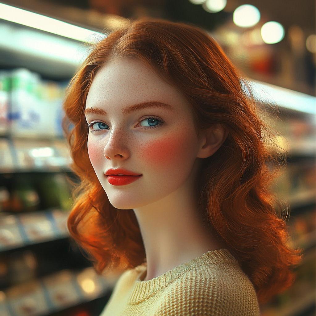A smiling woman in a supermarket | Source: no source
