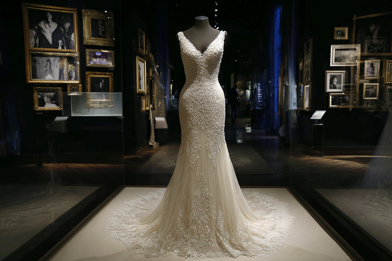 A bridal dress on a mannequin | Source: No source