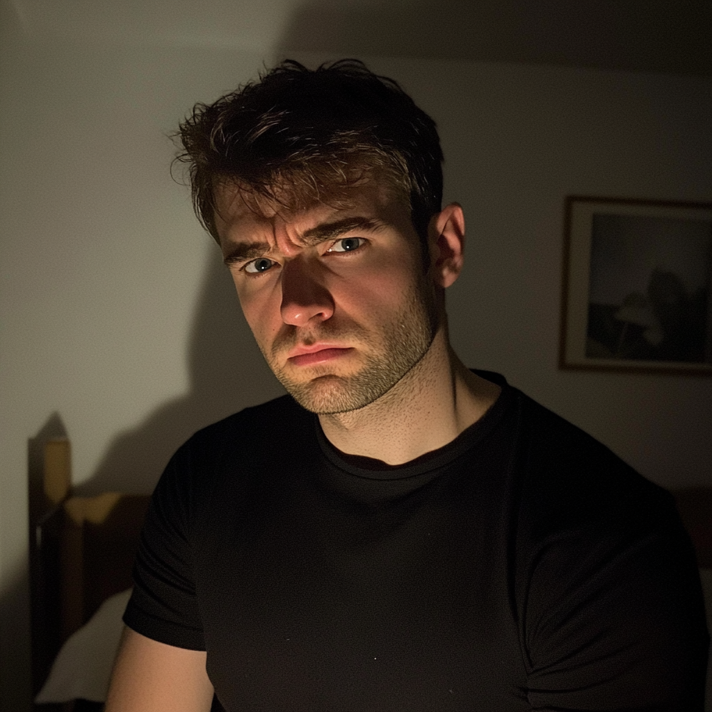 A man standing in a bedroom | Source: no source