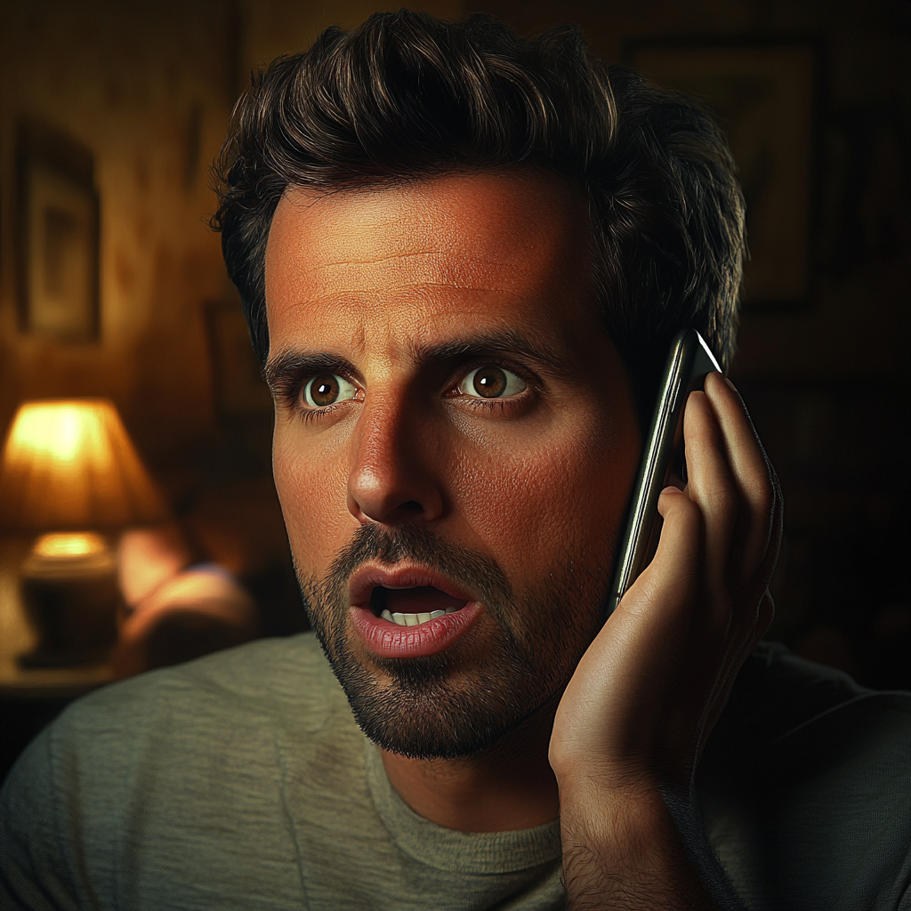 A shocked man talking on the phone | Source: no source