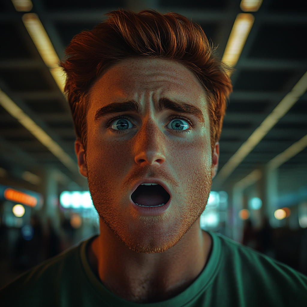 A shocked man at the airport | Source: No source