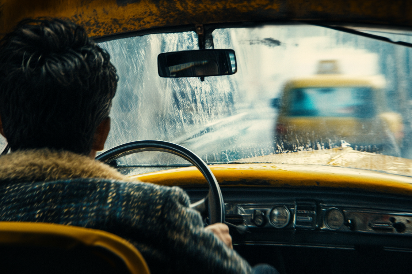 A man driving a taxi | Source: no source