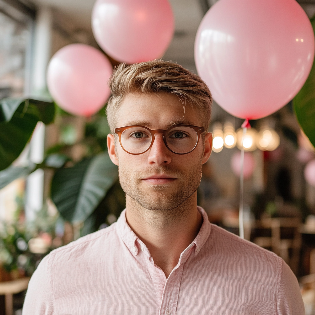 A man wearing a pink shirt | Source: No source