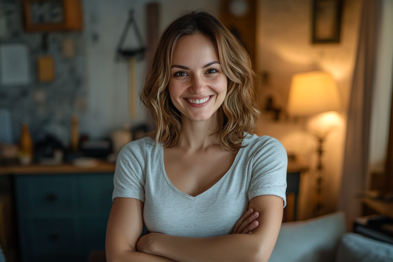 A woman with her arms crossed smiling with satisfaction | Source: No source
