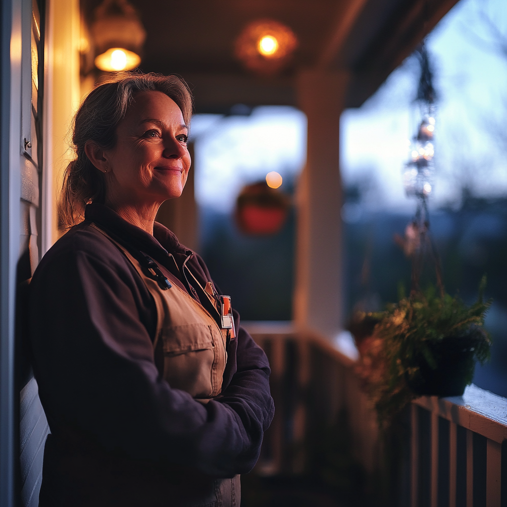A smiling delivery woman | Source: no source