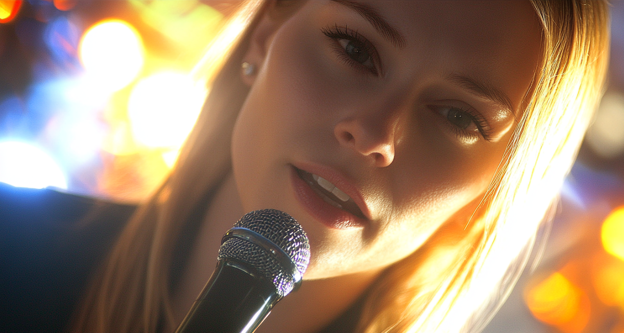 A serious woman speaking into a microphone | Source: No source