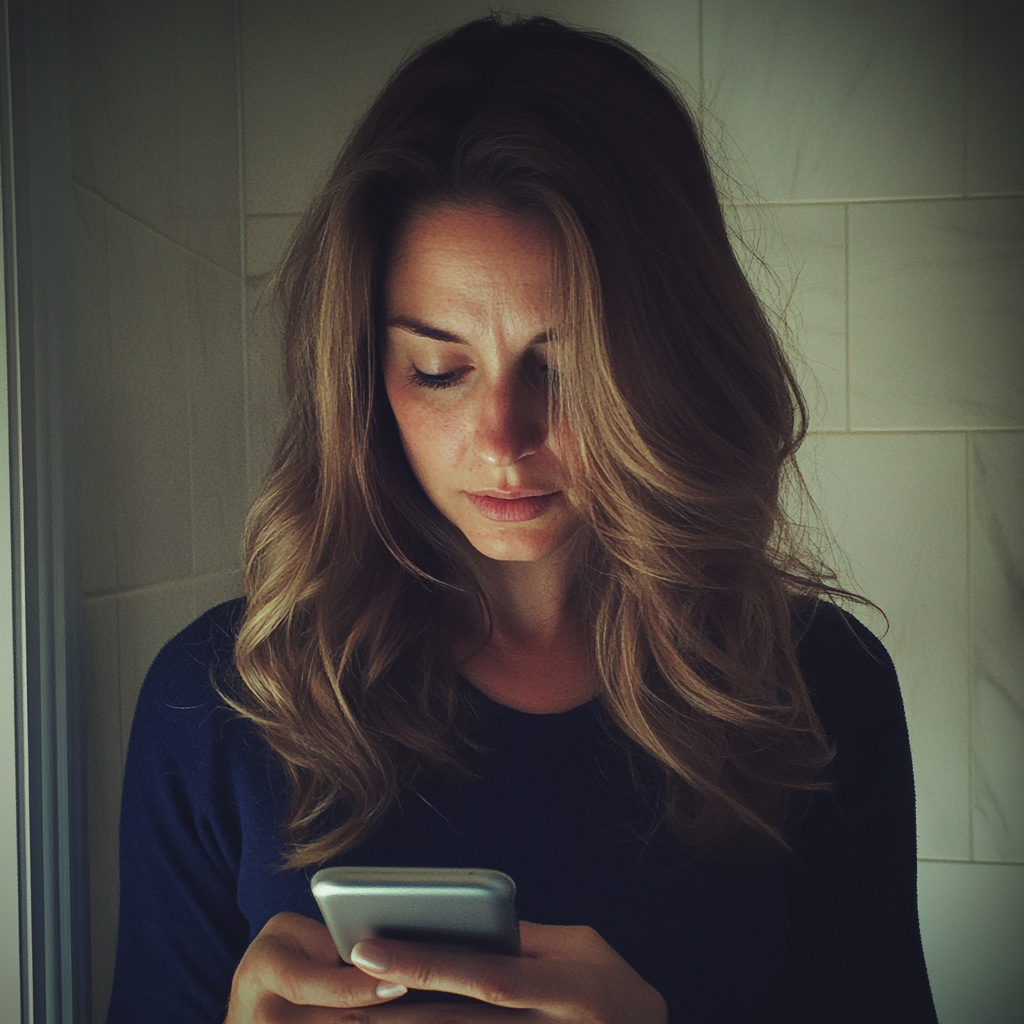 A woman looking down at her phone | Source: No source