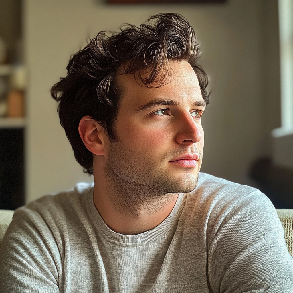 A pensive man sitting on a couch | Source: No source