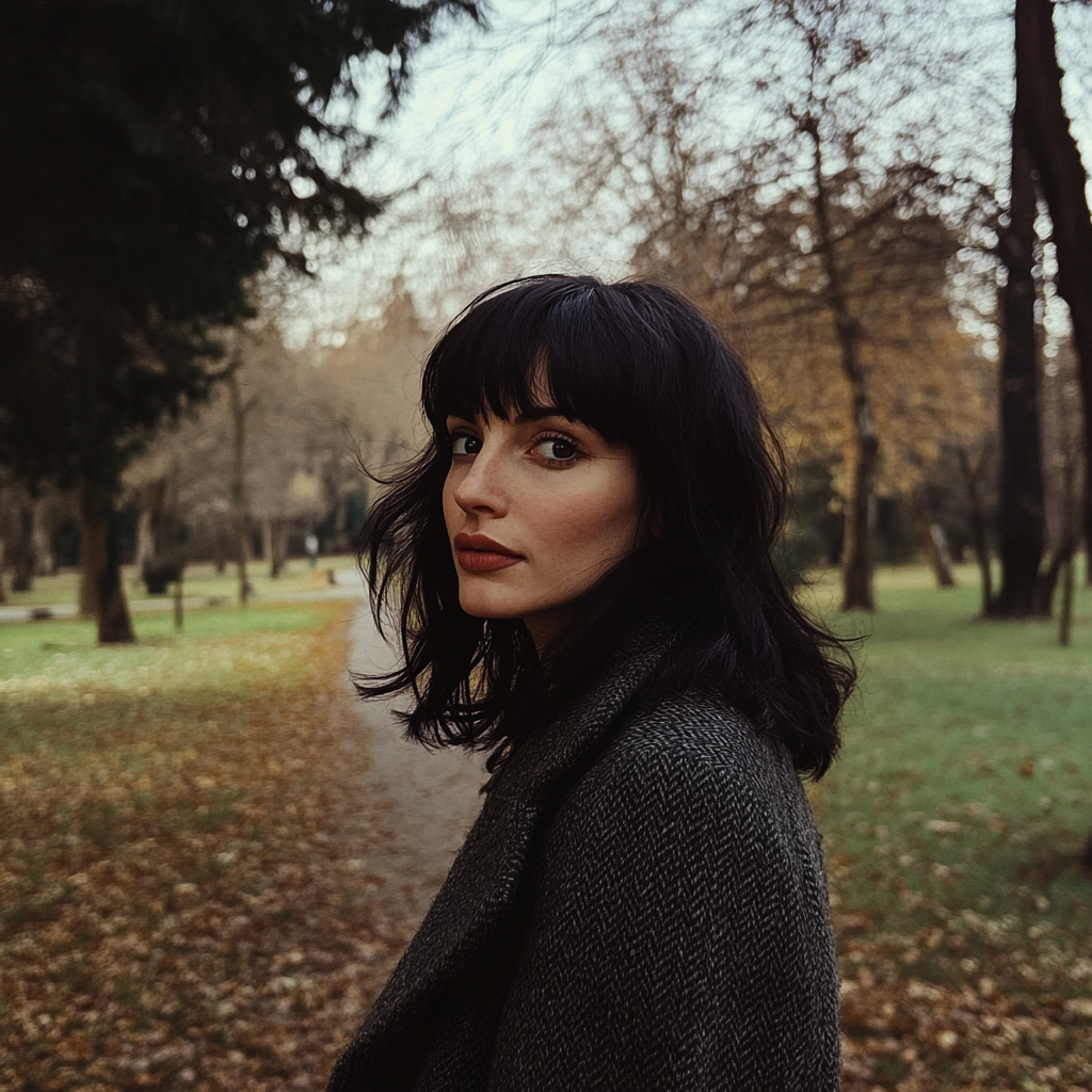 A woman walking through a park | Source: No source