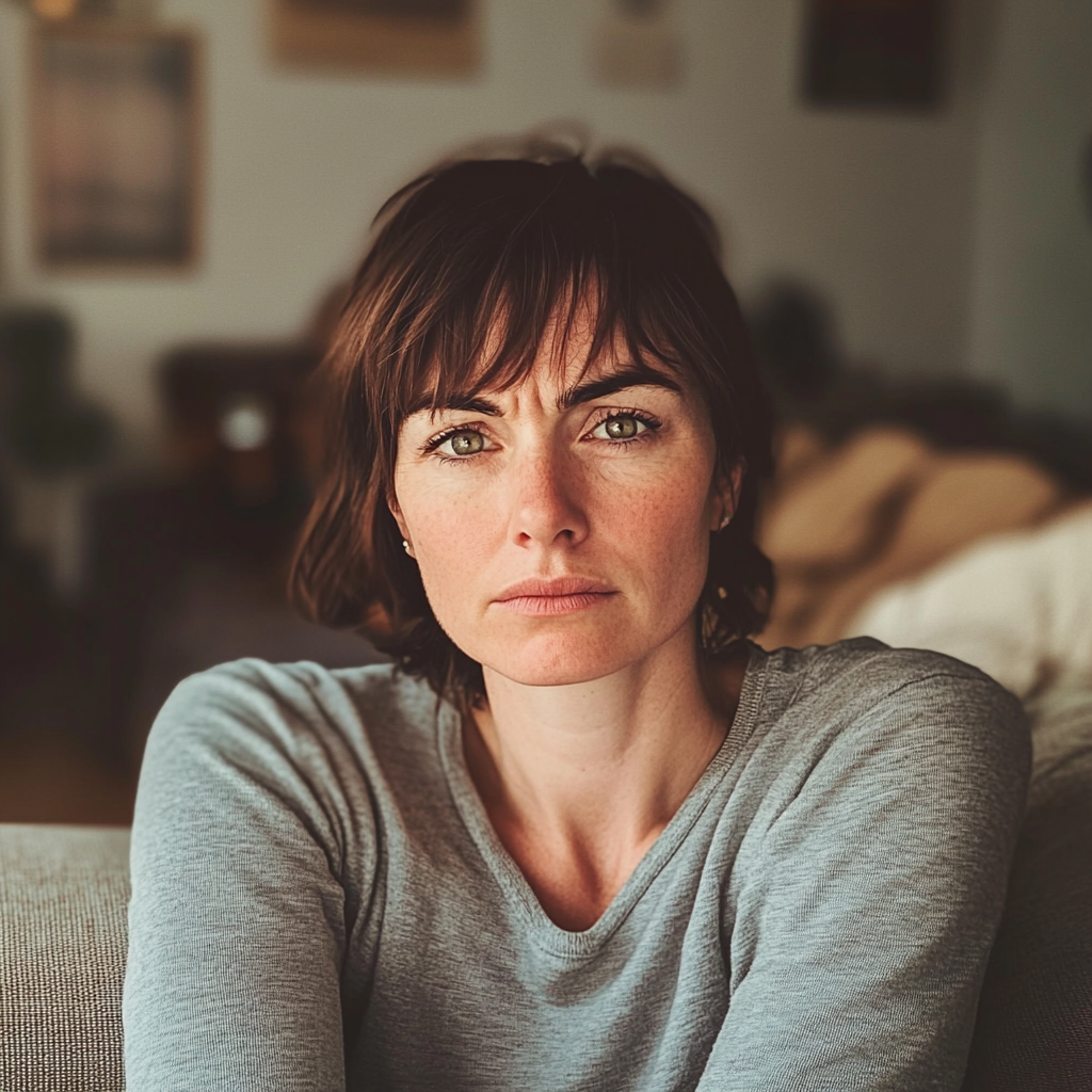An upset woman sitting on a couch | Source: No source