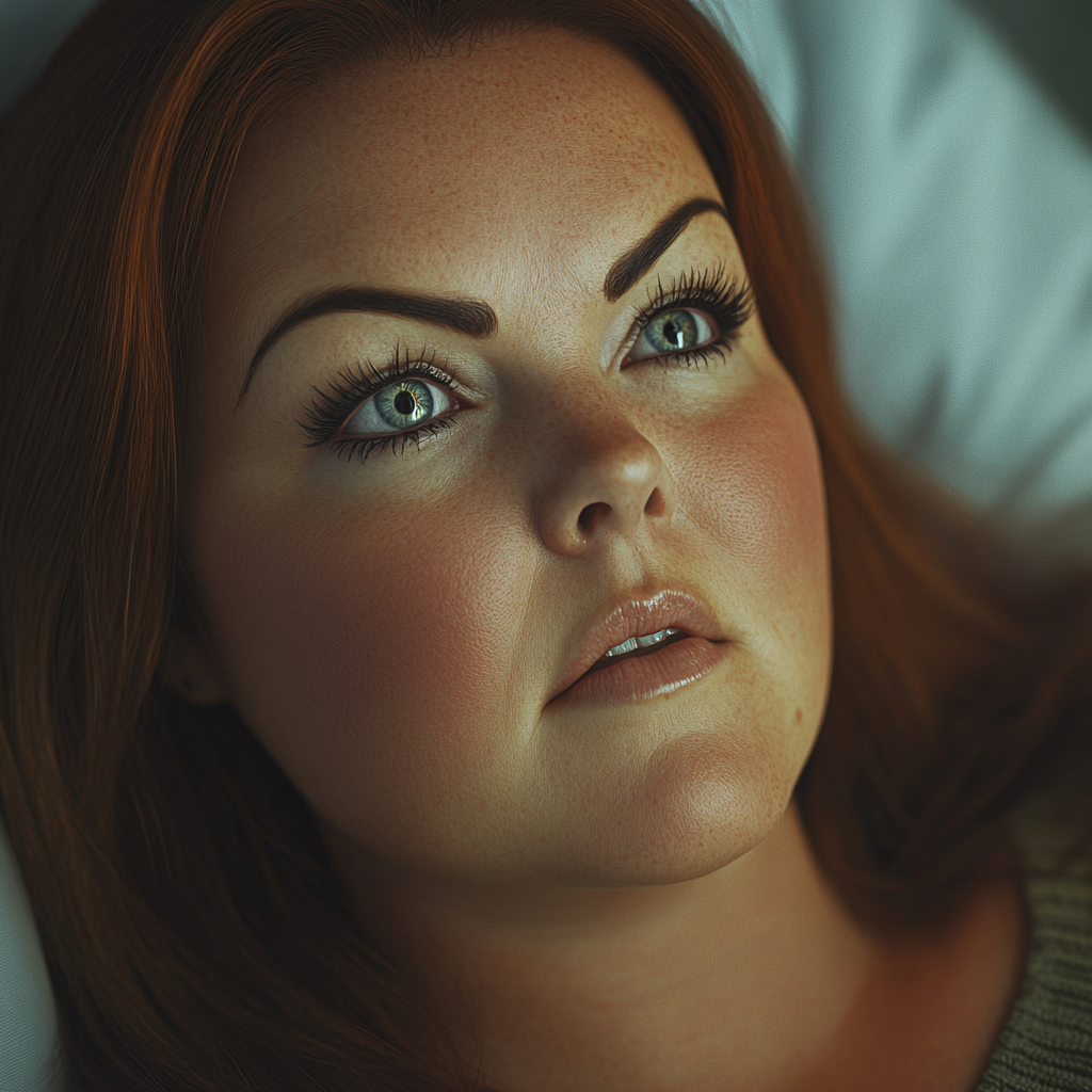 A woman lying down with her eyes wide open | Source: No source