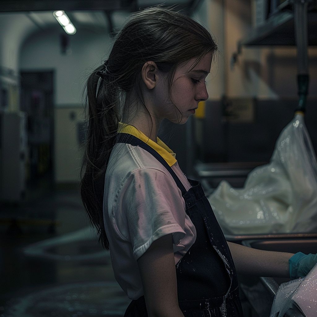 A girl working as a cleaner | Source: No source