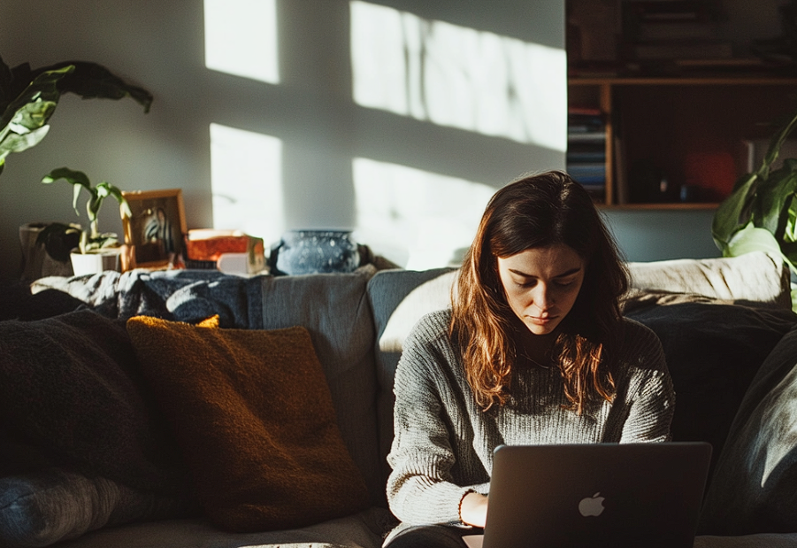 A woman using a laptop | Source: No source