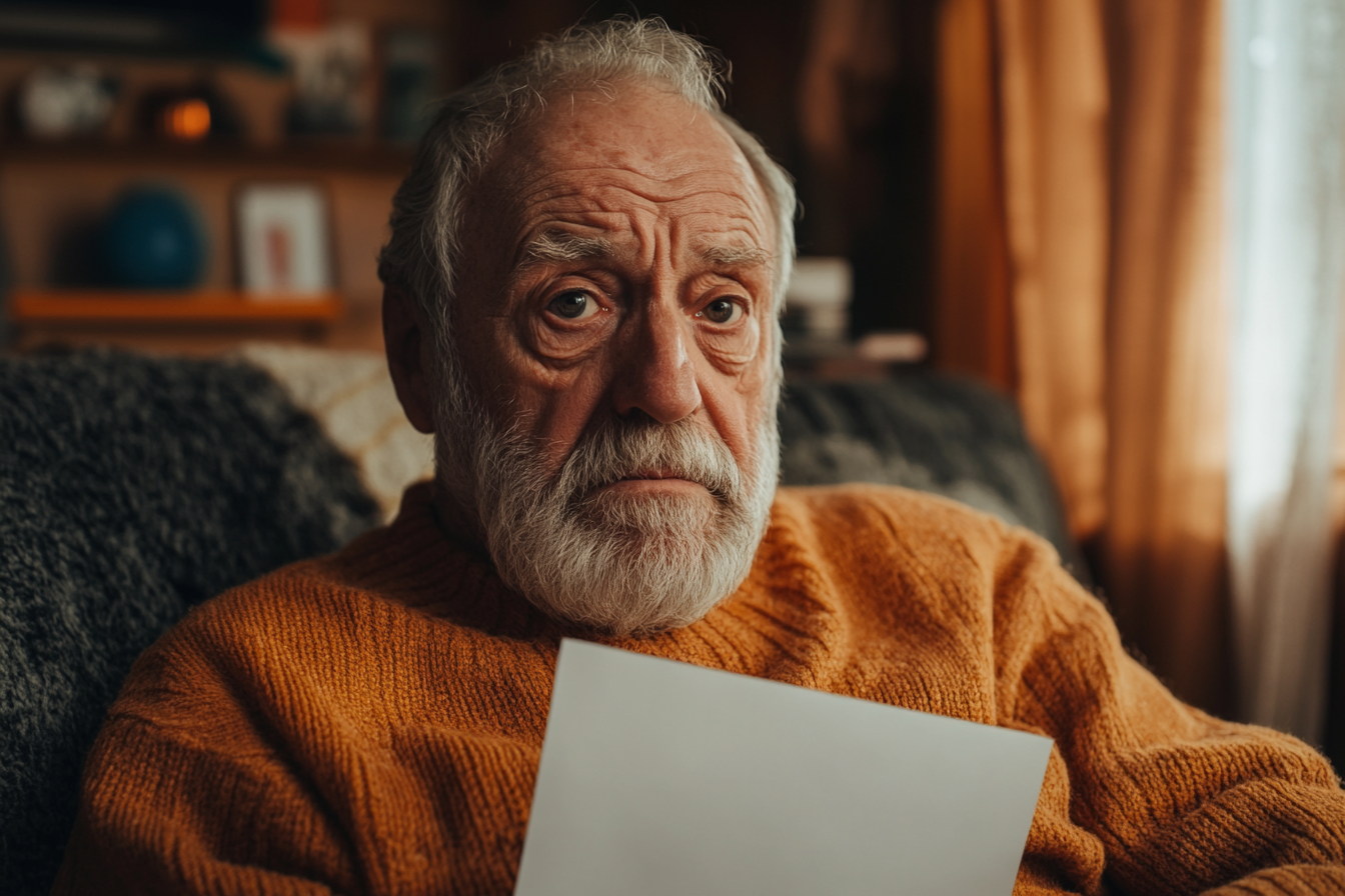 A stunned man holding a letter | Source: no source